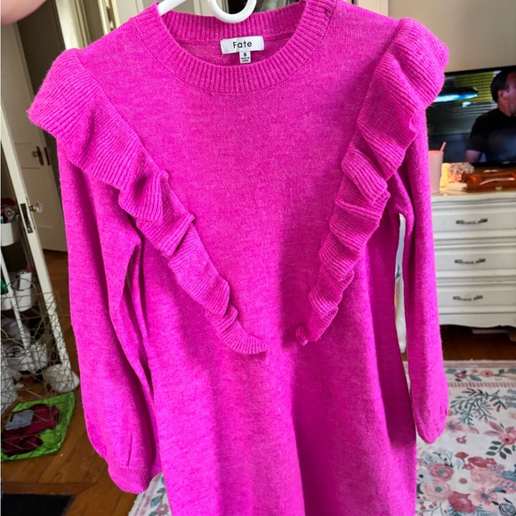 Fate Dresses & Skirts - Fate Bright Pink Ruffle Knit Dress
